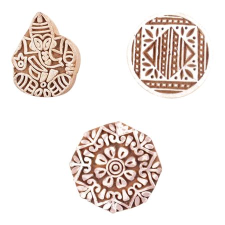 Set of 3 Piece New Mix Wooden Printing Block